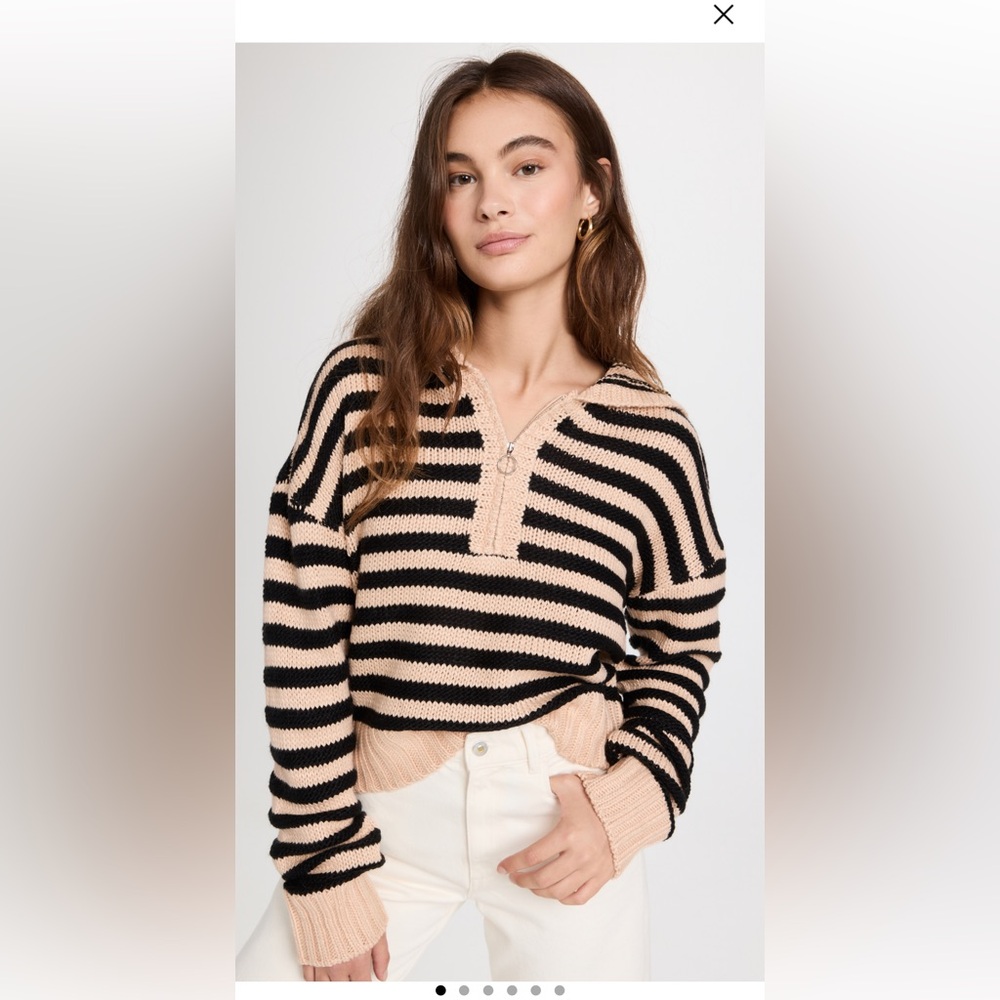 For Love & Lemons - Striped Black and Cream Sweater - XS